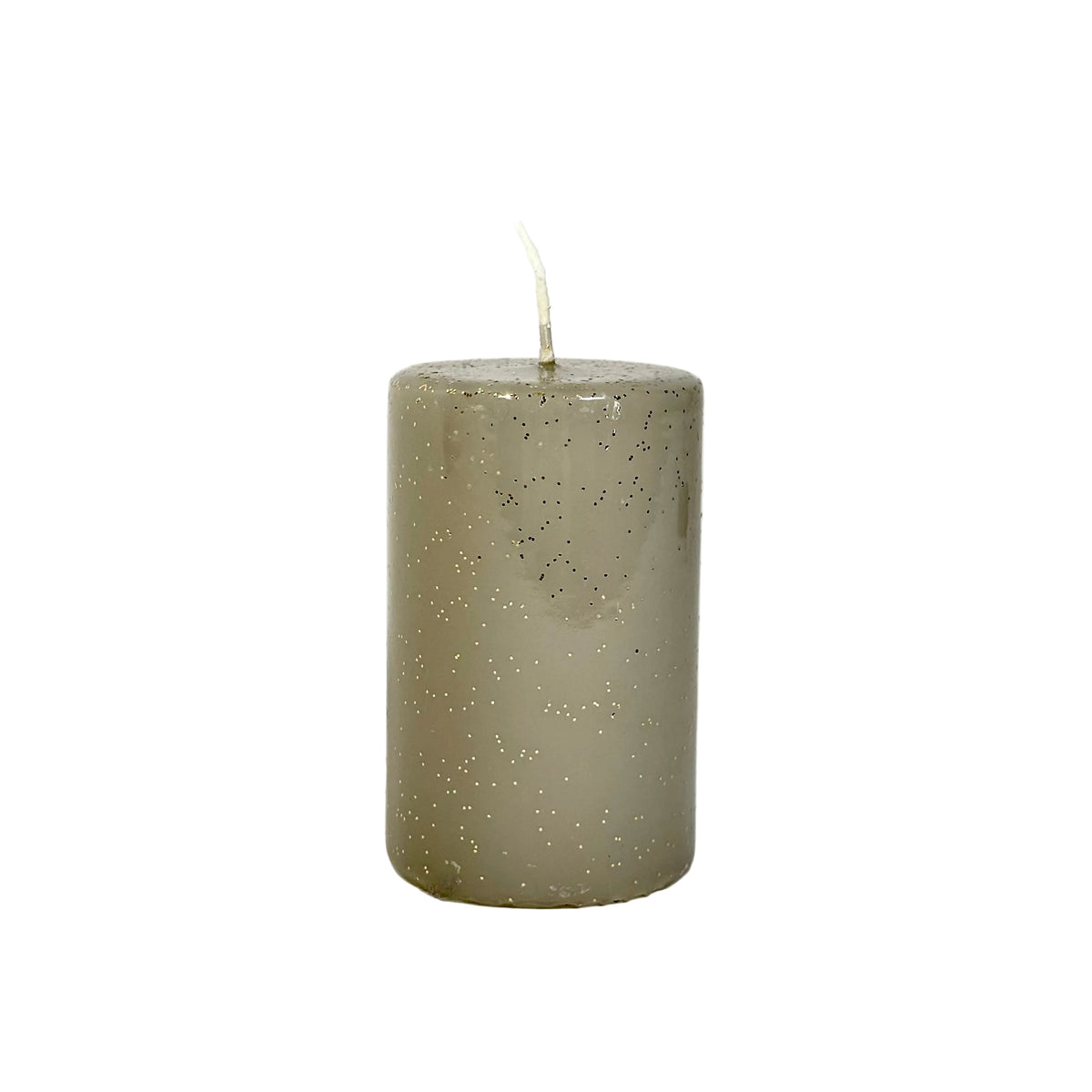 Glitzerstumpenkerze | Taupe