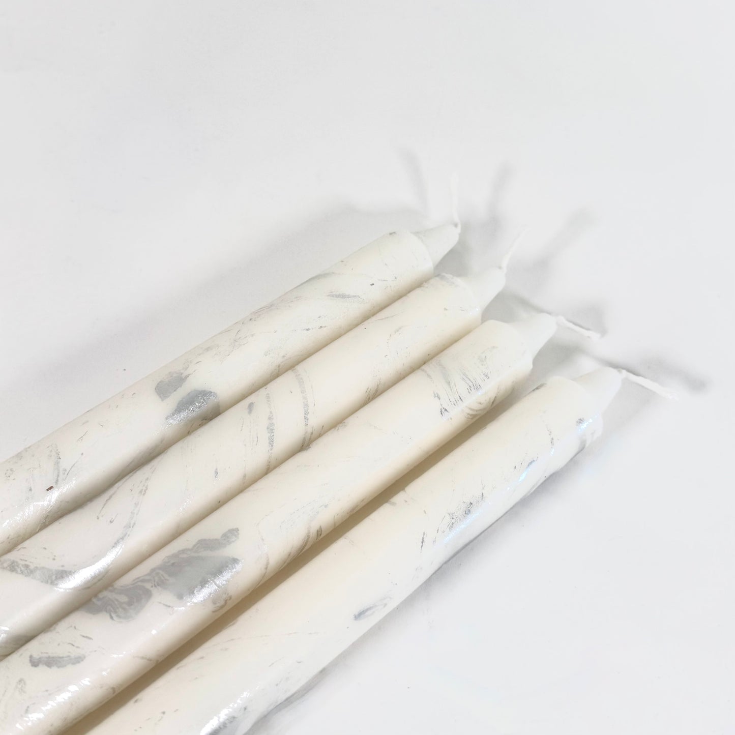 Marmer dinerkaarsen | Zilver