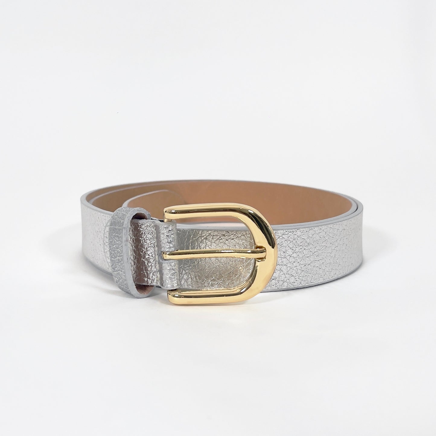 Leren riem | zilver