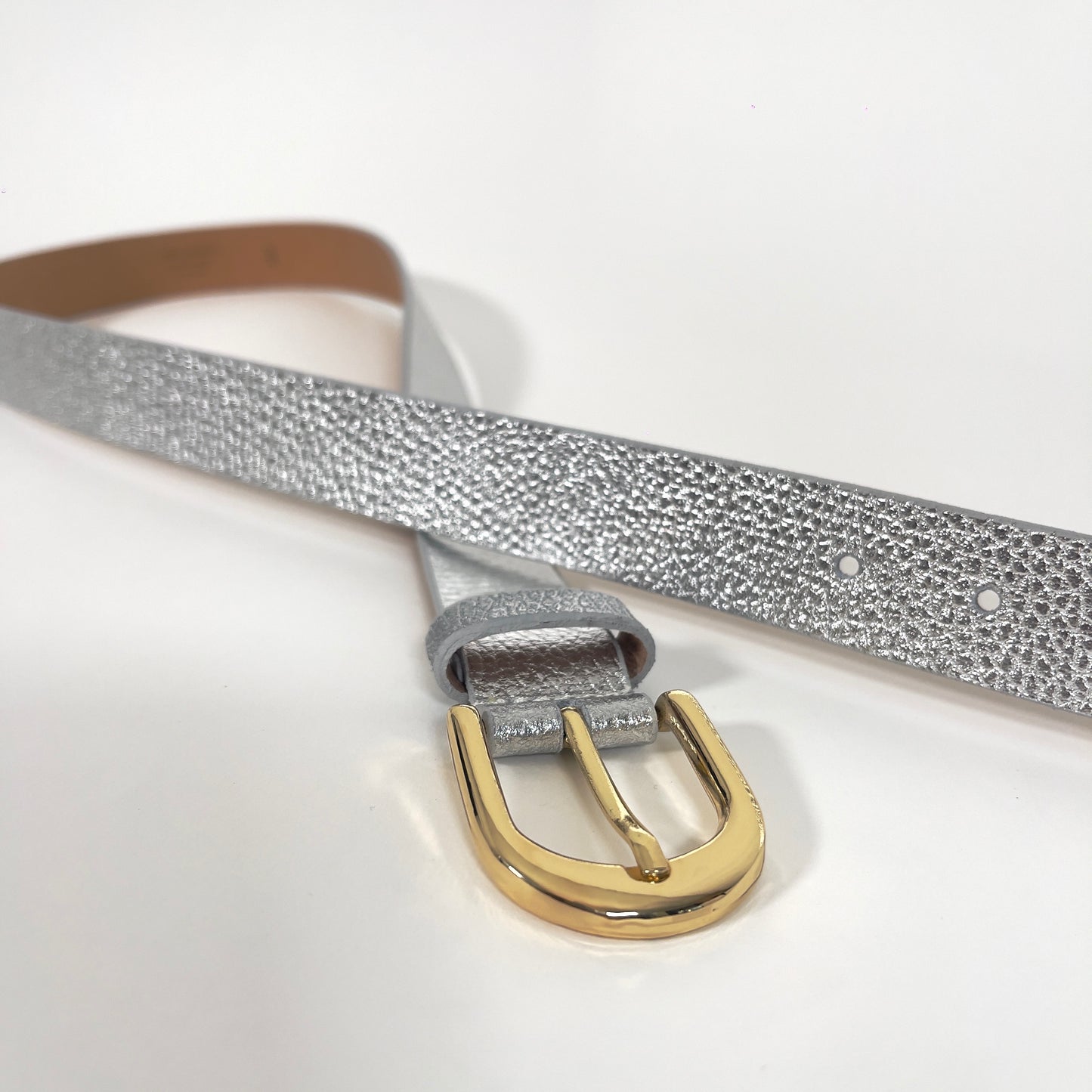 Leren riem | zilver