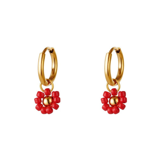 Oorbellen flower | rood