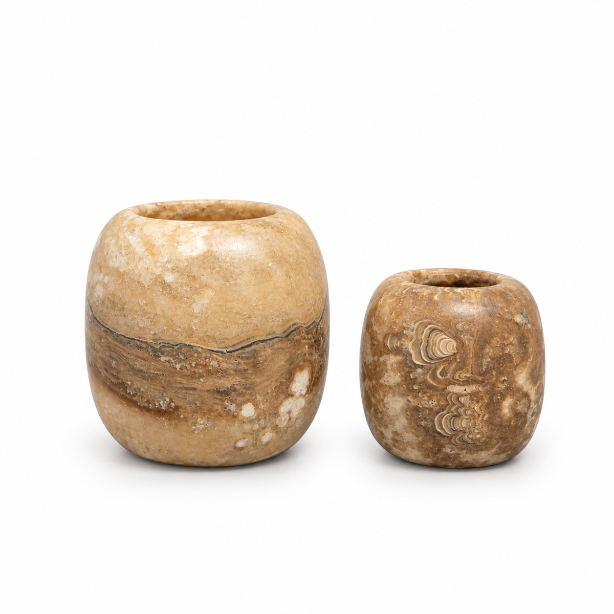 Alabaster kaarsenhouder set | bruin