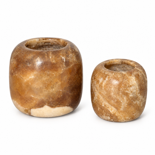 Alabaster kaarsenhouder set | bruin