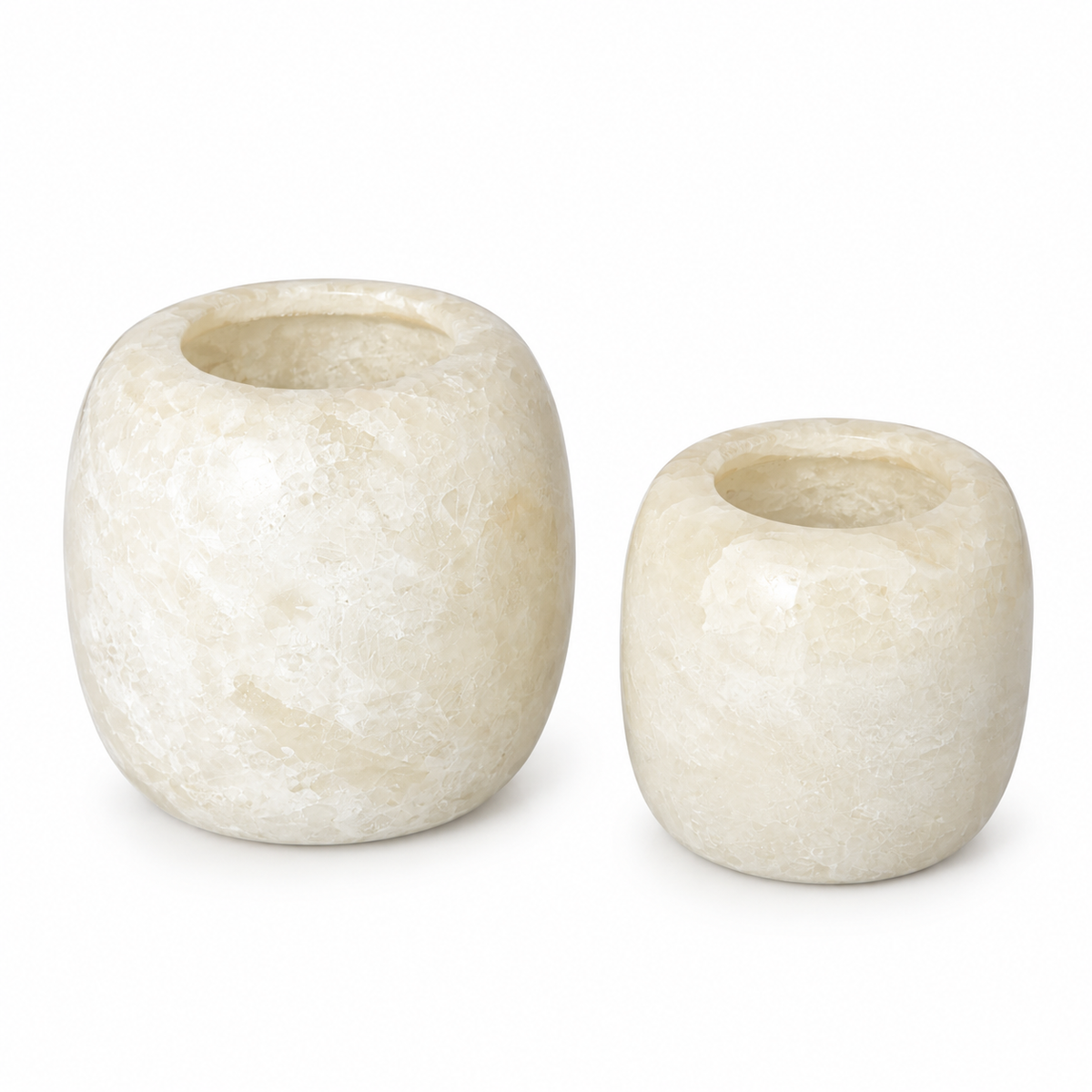Alabaster kaarsenhouder set | wit