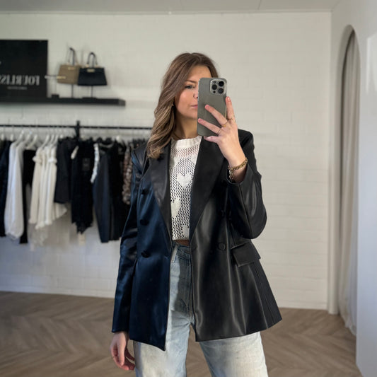 Leren blazer | zwart