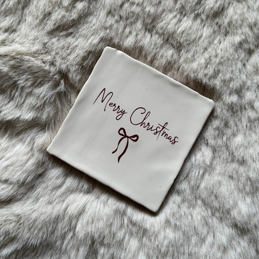 Tegeltje beige | Merry Christmas