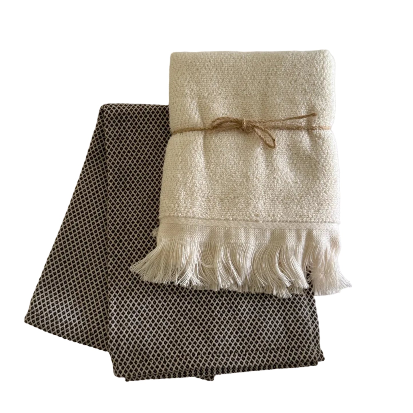 Keuken Linnen set bruin/wit