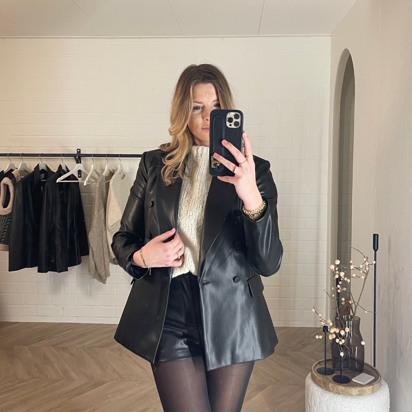 Leren blazer | zwart